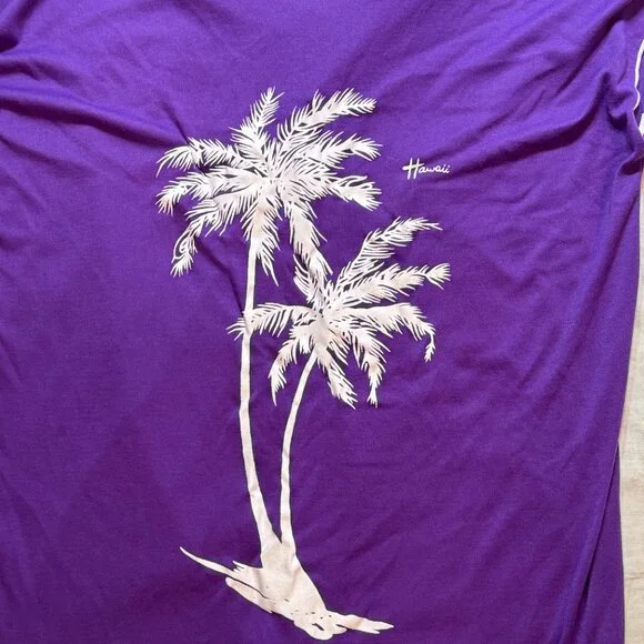 Vintage 80s Hawaiian Flavor Hawaii Nightie, Purple with White Trim - Picture 2 of 6